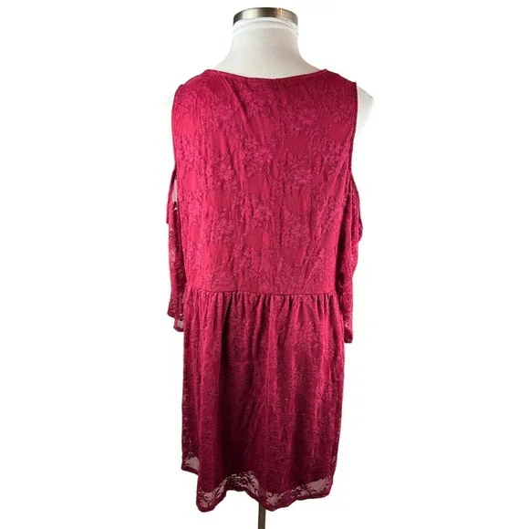 Torrid Babydoll Stretch Lace Cold Shoulder Top Biking Red Plus Size 4 4X - Picture 6 of 15